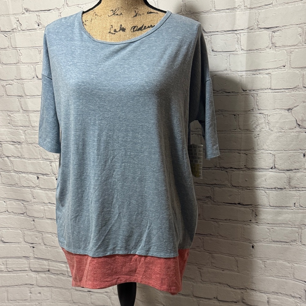 🆕 LuLaRoe Irma Casual Blue and Pink Layered Look Women's Top
